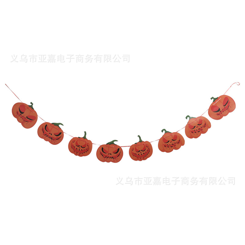 万圣节横幅南瓜牙齿拉旗 墙面拉旗挂饰 节日派对客厅户外装饰布置|undefined