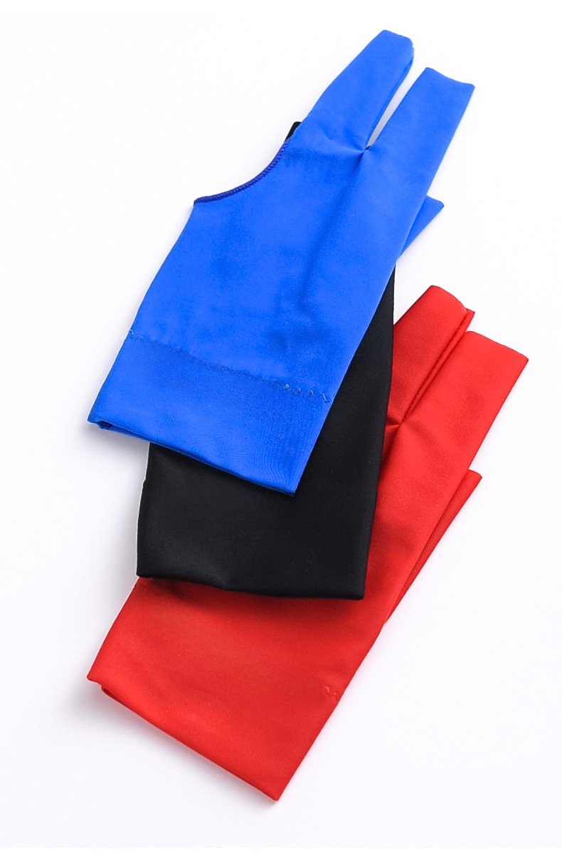 Luvas de bilhar de snooker pretas masculinas e femininas de três dedos, luvas de algodão antiderrapantes com adesivos para mão esquerda única, vendas diretas da fábrica_voghion.com