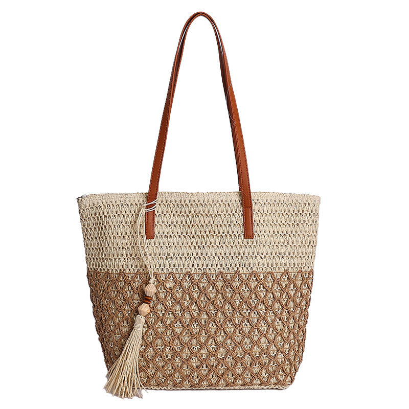 Handgemaakte rieten schoudertas van rotan met lederen details_voghion.com