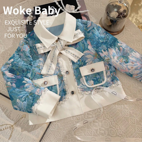 Popular girl's  new set stylish children's small fragrance autumn and spring coat