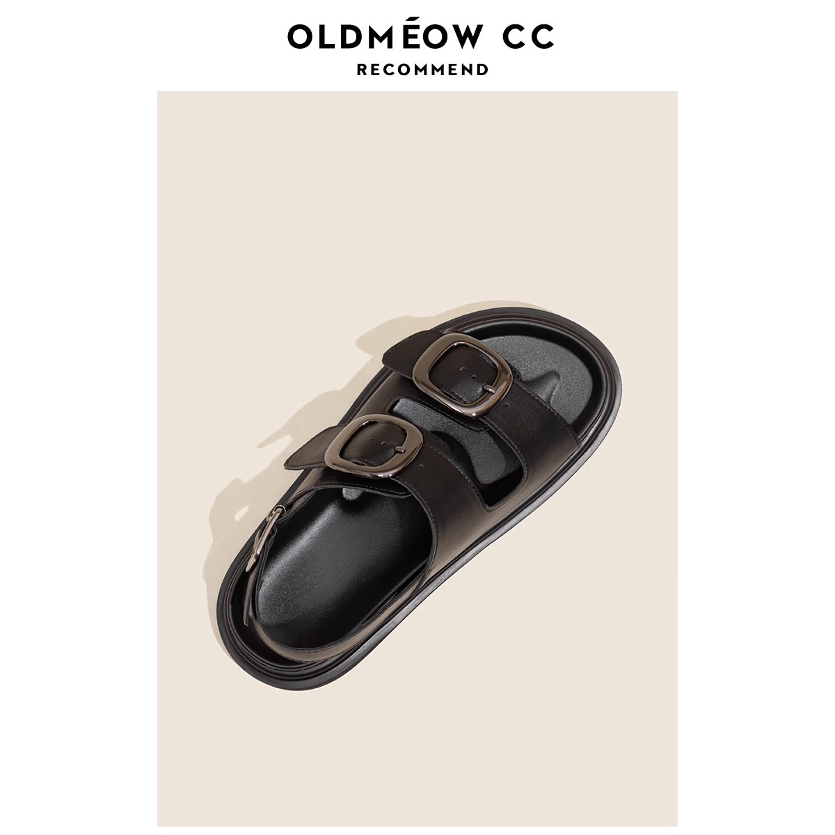 Trendy sur sandalias negras de suela gruesa para mujer verano nuevo estilo de moda deportes de todo fósforo botonadura de una palabra sandalias romanas planas y pantuflas