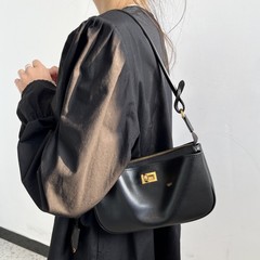 [ハイバージョン] B's 新しいロデオ脇の下ショルダーバッグ、高級ソフト牛革ロックバックル、ファッショナブルなクロスボディバッグ