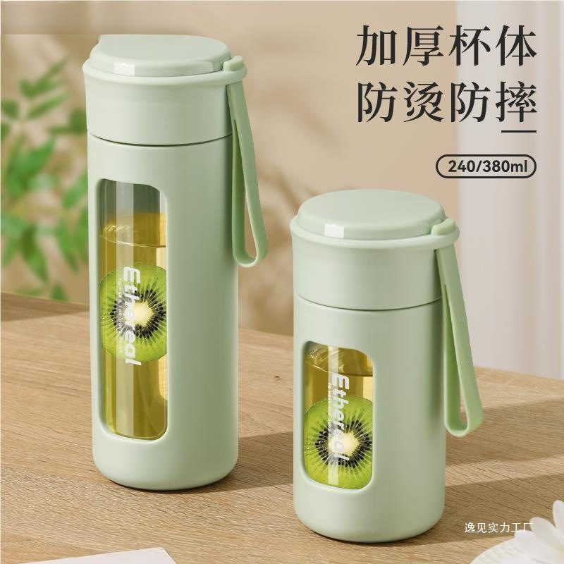 玻璃水杯女生高颜值便携防摔耐高温新款简约办公家用泡茶杯子