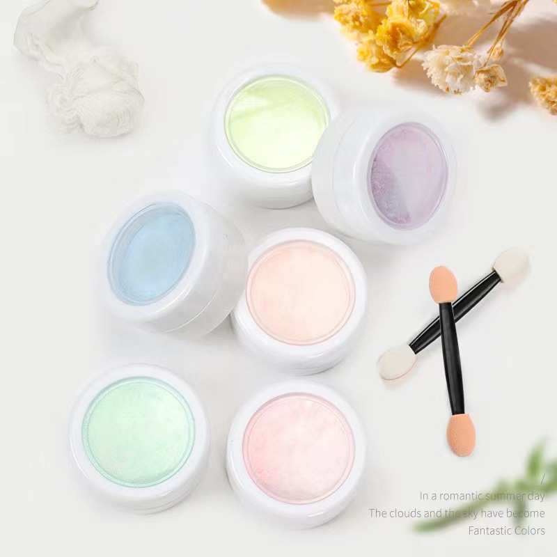 Nuevo polvo nacarado Aurora desnudo transfronterizo para manicura en línea celebridad hielo piel en polvo de alta luz hielo transparente blanco brillo en polvo