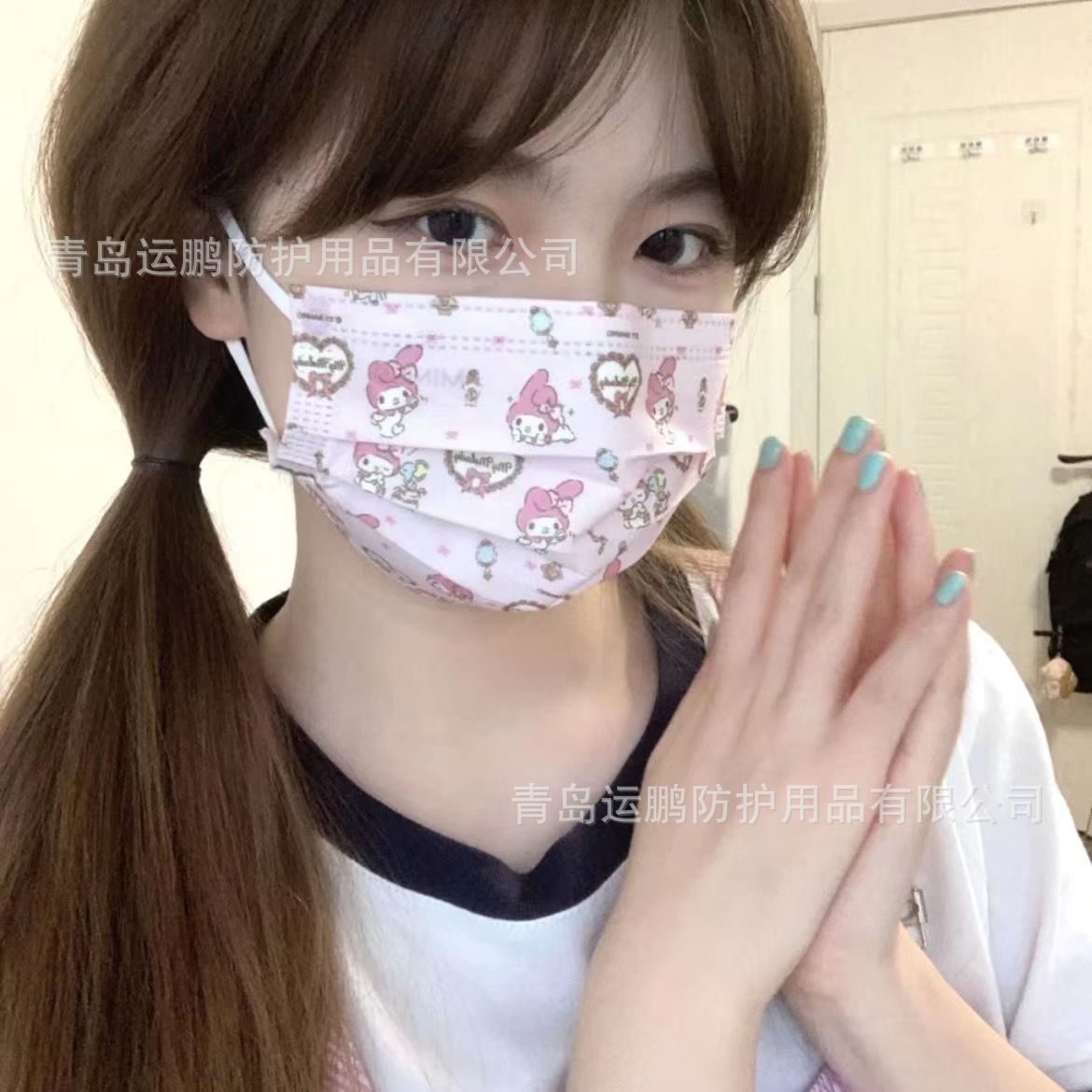 Elección libre lindo impreso de dibujos animados máscara de alto aspecto Sanrio Yugui perro fresa oso