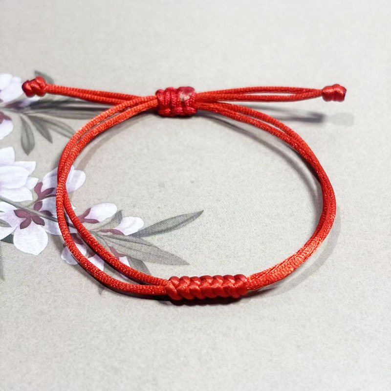 Seven Diamond Knot Braided Red String Bracelet Couple Style Simple Braided Diamond Knot Gift Promotional Red String Bracelet