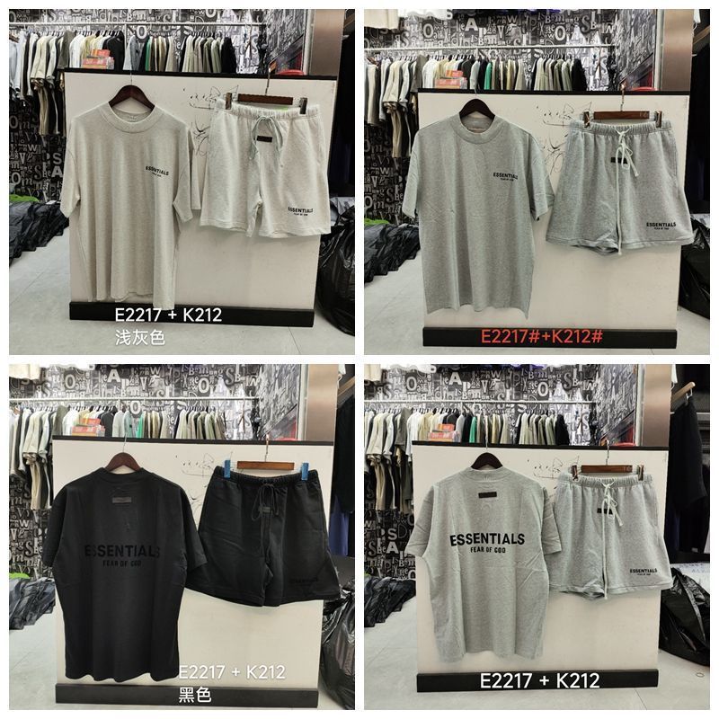 FOGESS Camiseta de cuello redondo, manga corta, camiseta de cuello de terry, pantalones cortos, set suelto, moda masculina, juventud, 18 - 24 años