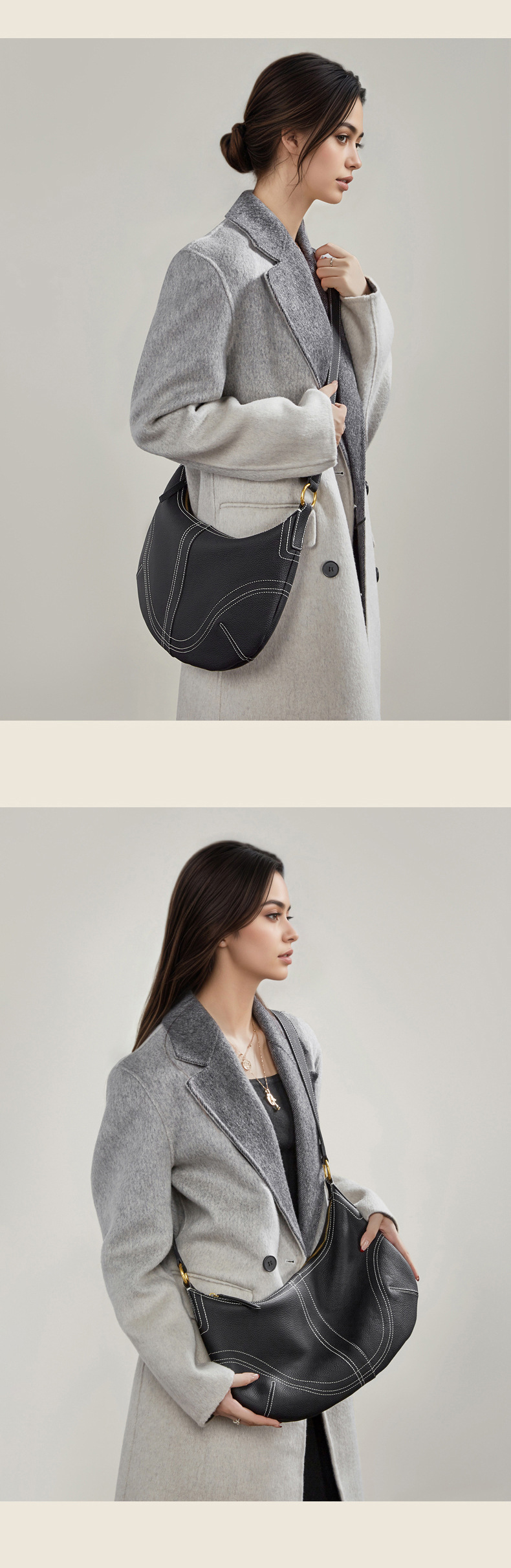 Designer Dumpling Handbag Genuine Leather Underarm Crossbody Bag_voghion.com