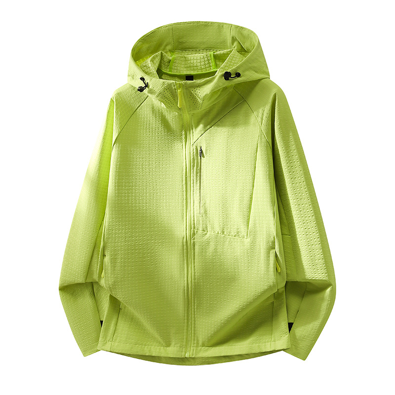 Wholesale foreign trade spring and autumn outdoor windbreaker for men, breathable mesh hooded jacket for young women and couples, lightweight casual jacket