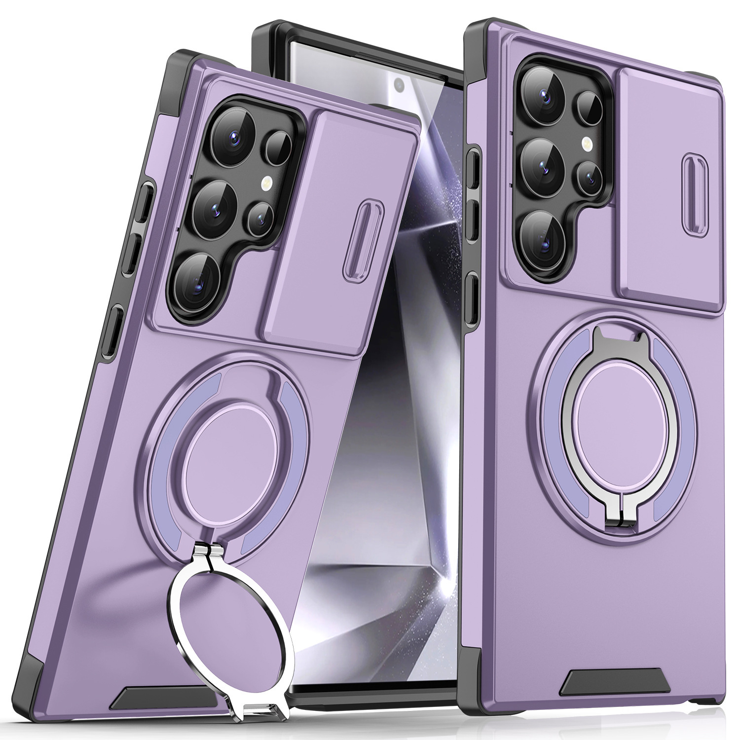 Compatible With Samsung S25 Lingke Phone Case S24 Ultra Push Window Stand A55 Shockproof A15 Protective Cover_voghion.com