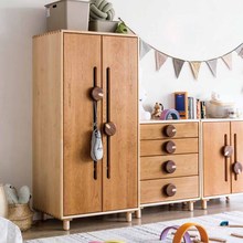 全实木儿童衣柜小衣橱储物组合收纳柜北欧日式儿童房家具厂家发货