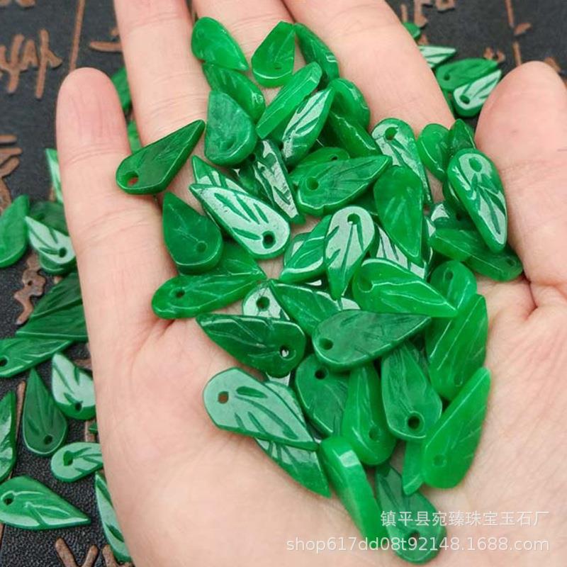 翡翠干青铁龙生满绿小树叶diy小串饰配件玉器玉雕玉石文玩翡翠玉