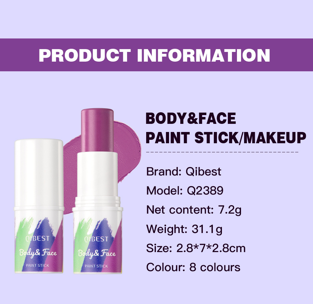 QIBEST body and face painting Stick, natural and three-dimensional contour modification, brightening skin tone, washable face painting pen undefined