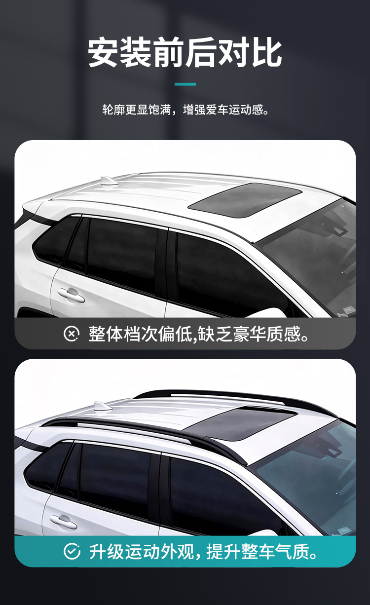 Suitable for 26 models of RAV4 and Weilanda, luxury screw-type aluminum alloy roof rack, no drilling required, non-destructive installation