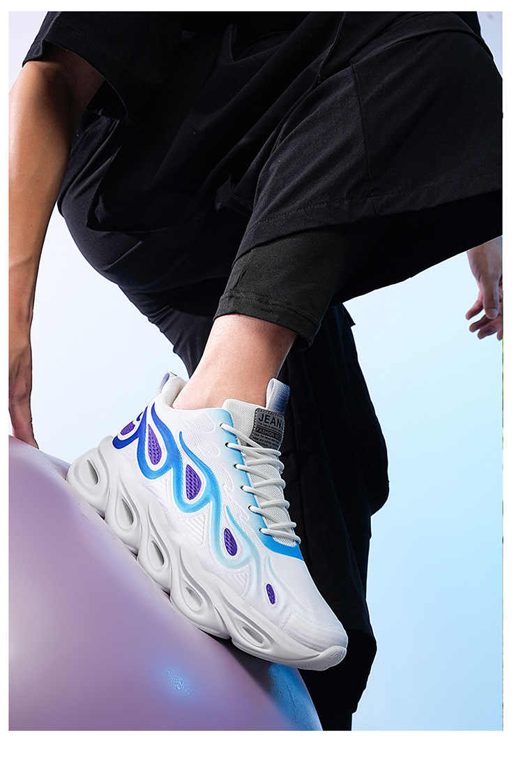 Herren Herbstsport 2024 neue atmungsaktive ultraleichte Dämpfung Laufschuhe aus weißem Casual Mesh mit dicker Sohle_voghion.com