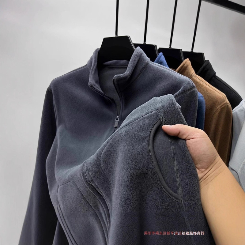 Big Sale Double-Sided Austrian Velvet Sweatshirt Cardigan Men's Stand-Up Collar Jacket Fleece Autumn and Winter Men's Warm Polar Fleece Jacket