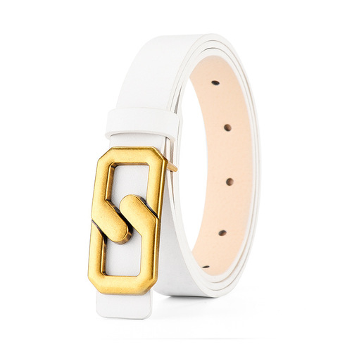 Belts for women with figure buckle, fashionable and simple, versatile belts for women, decorative, high-end jeans with thin Korean version, trendy black