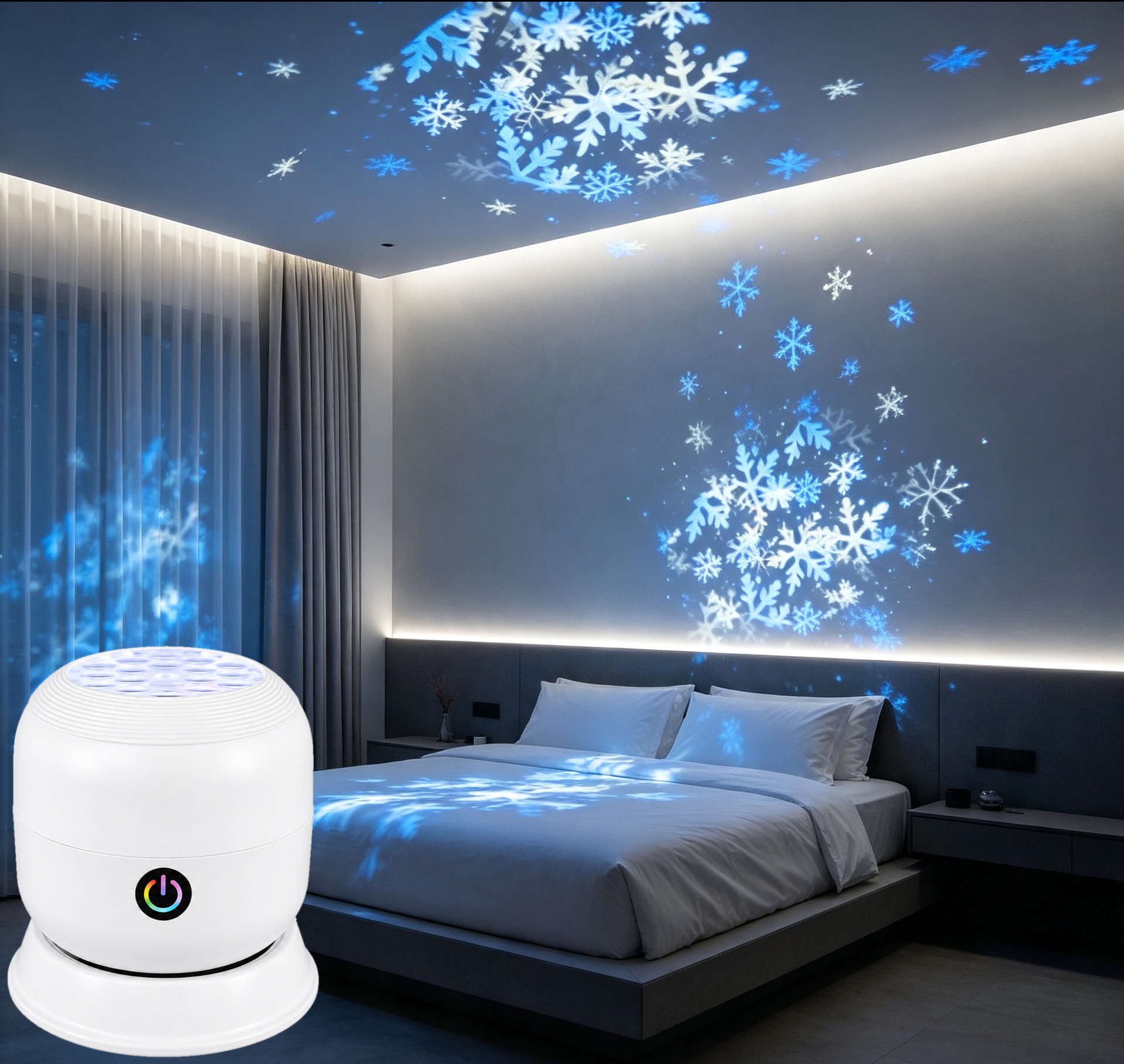 Lámpara Proyectora Nocturna Giratoria de Acrílico con Control Táctil y Luz LED para Dormitorio y Sala de Estar image 14