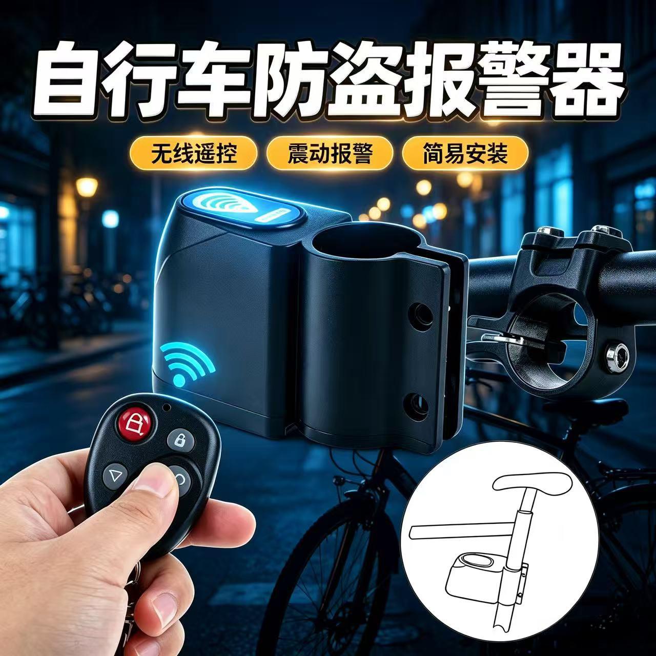 Bicycle Remote Control Alarm Anti-theft Alarm Car Lock Alarm Lock Mountain Bike Anti-theft Device Wireless Remote Control