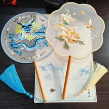 苏绣圆形单双面刺绣中国风摄影拍照团扇宫廷扇汉服女夏舞蹈绣花扇