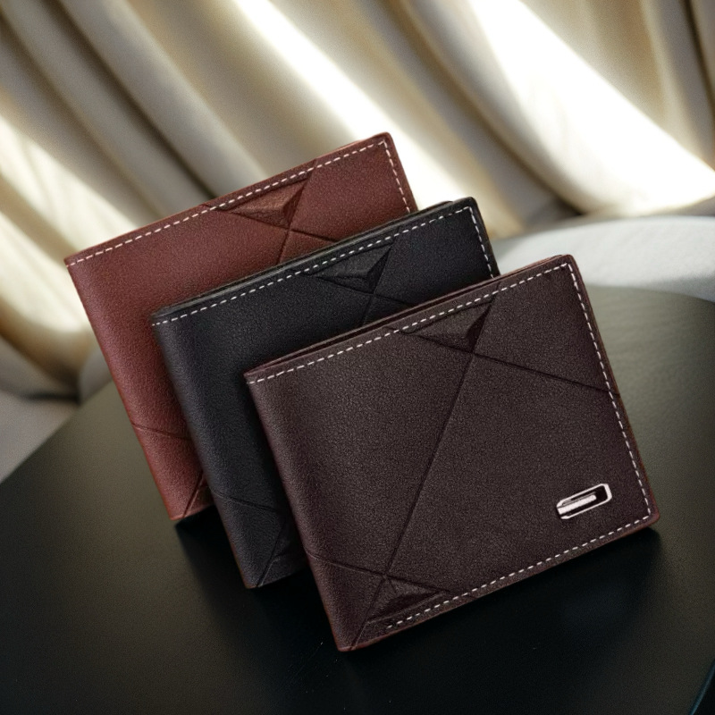 New Men's Wallet Men's Short Multi-Card Stylish Casual Wallet Men's Youth Thin Three-fold Cross Soft Wallet