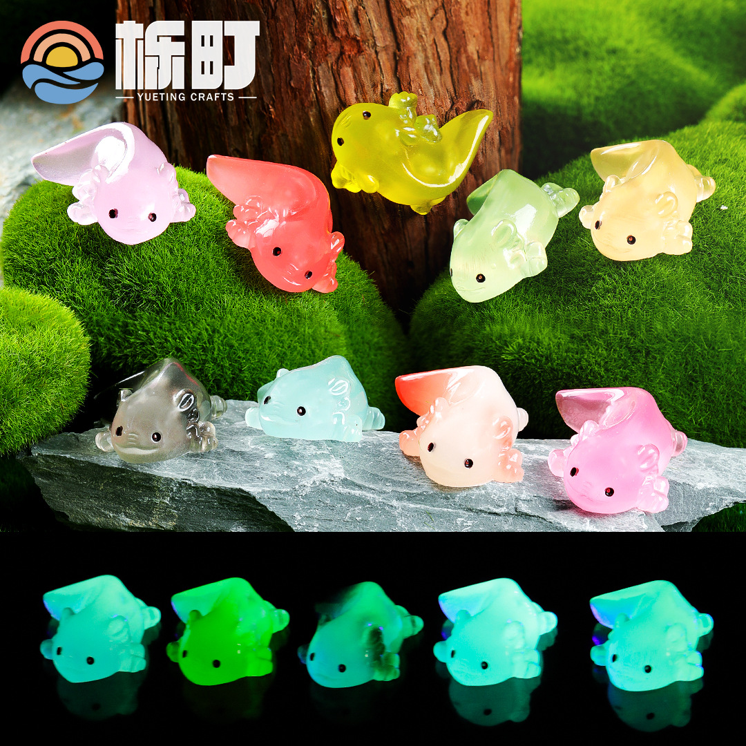 夜光可爱呆呆小蝾螈 微景观创意装饰品配件办公室桌面迷你小摆件