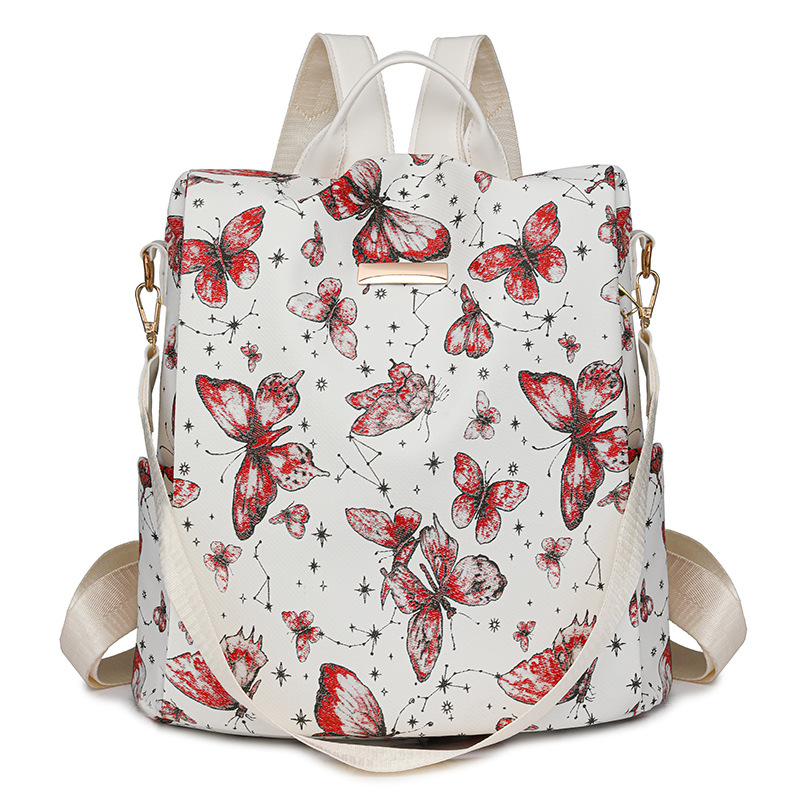 Mochila antirrobo para mujer 2024 otoño nueva mochila de cuero suave para mujer impresión de moda mochila de viaje de gran capacidad marea