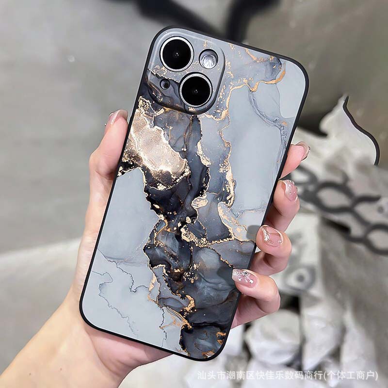 Marbled Pattern Suitable for 16Pro High-End Phone Case 17 Light Luxury Ins Style Iphone11 Apple 14 Soft 15