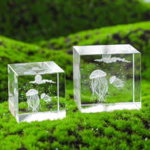 立方体透明水晶内雕3D图案星辰大海治愈系摆件创意工艺品工厂直销
