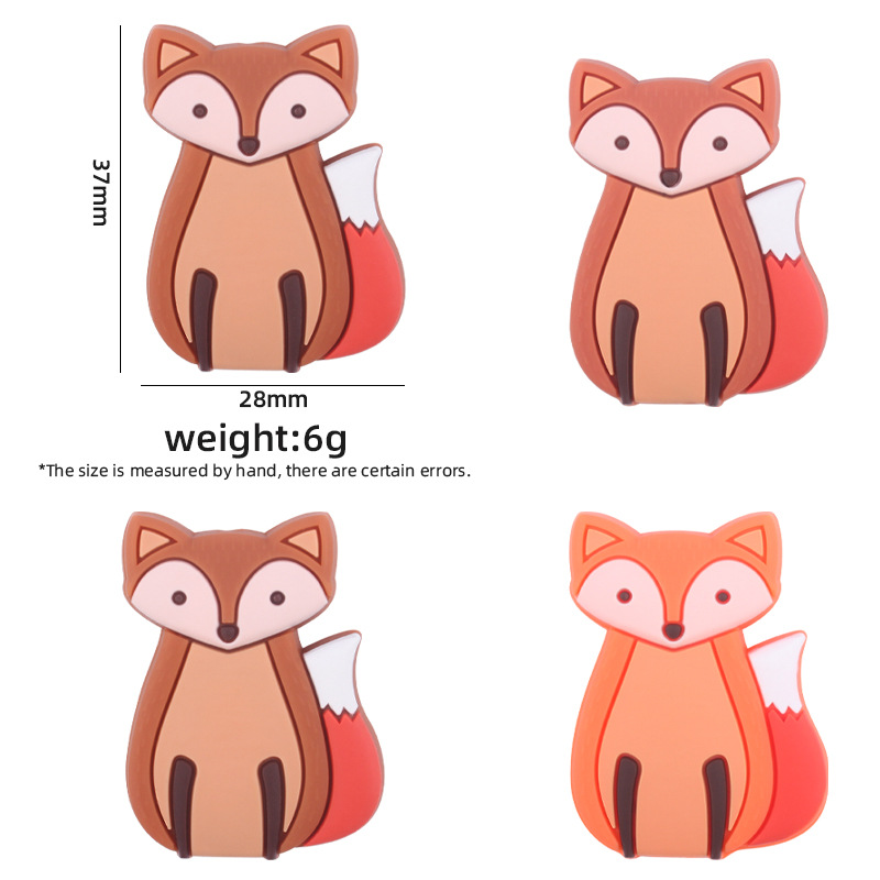 Nueva historieta silicona Fox pequeño mordedor DIY creativo bebé chupete cadena teether pulsera accesorios de juguete