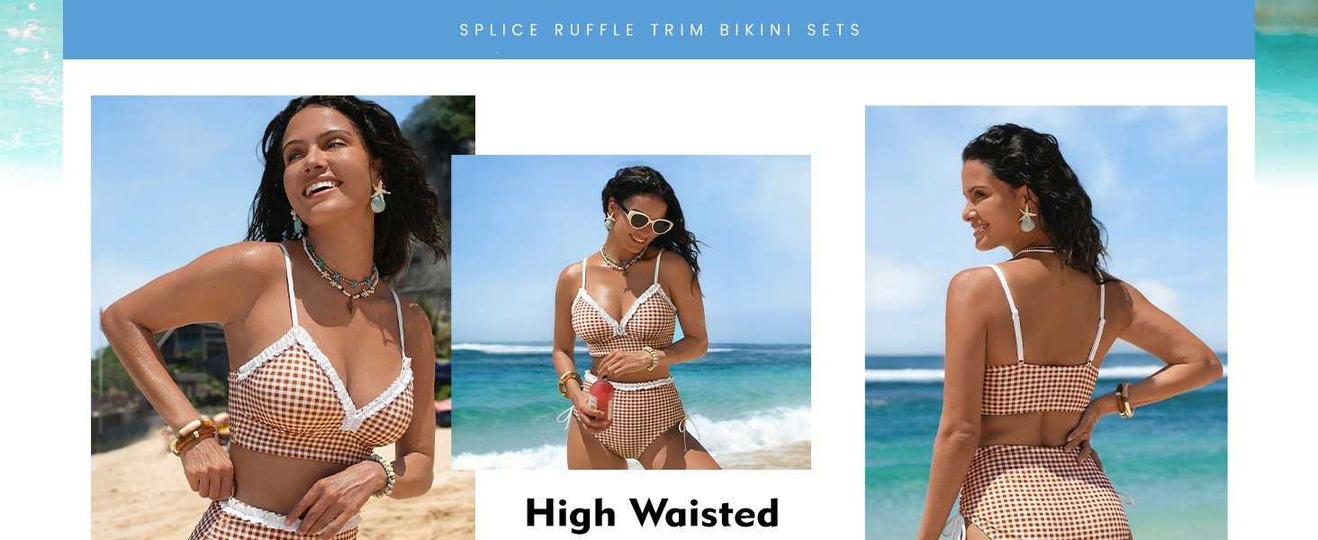 splice ruffle bikini sets for women