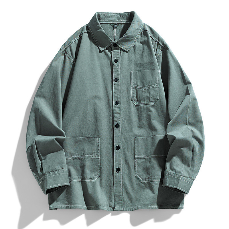 Camisas de mangas largas de algodón para hombres 2023 otoño nuevo estilo casual versátil camisa lavable retro abrigo a prueba de viento