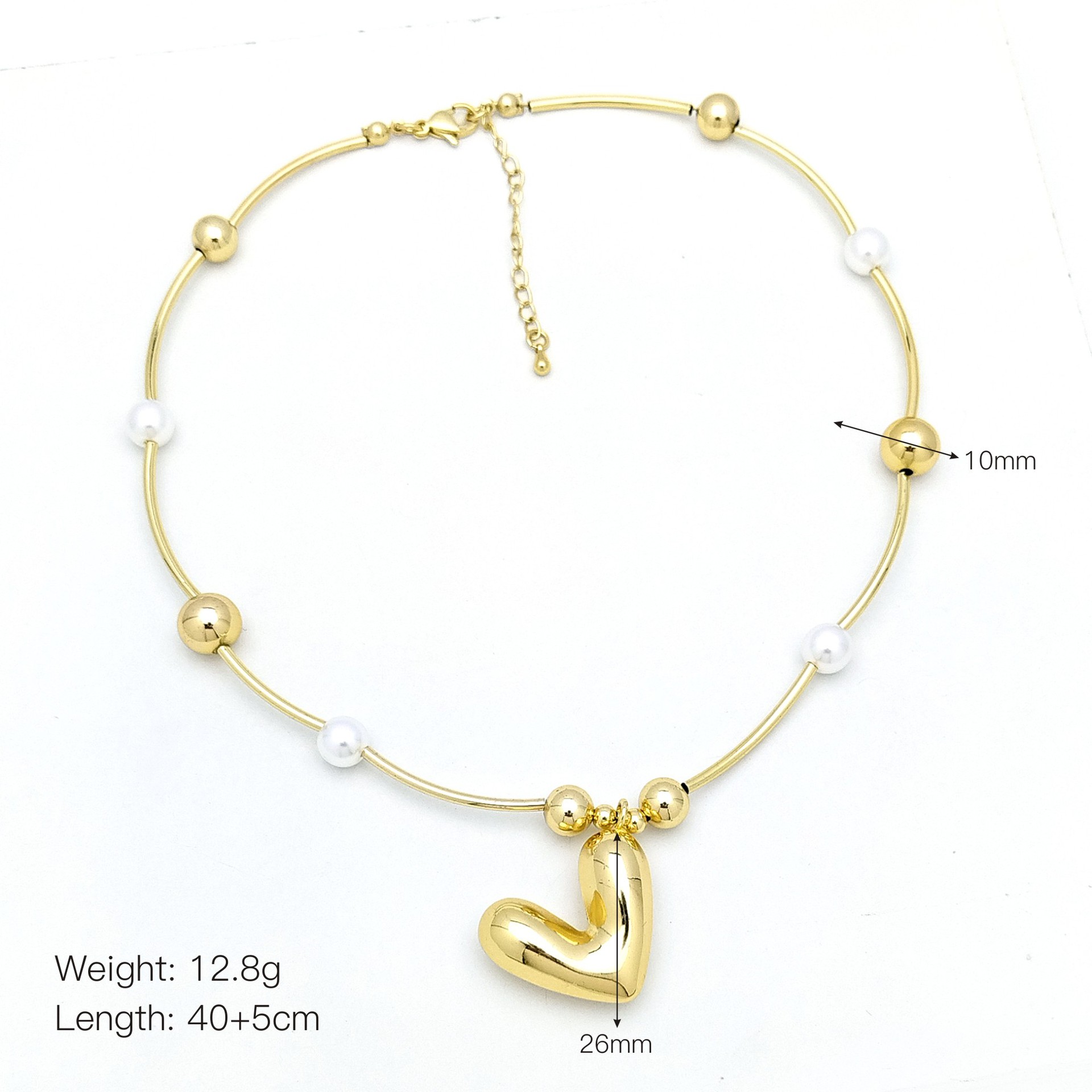 Copper Material Copper Beaded Pearl Inlay Star Heart Shape Bow Knot Zircon Pendant Necklace
