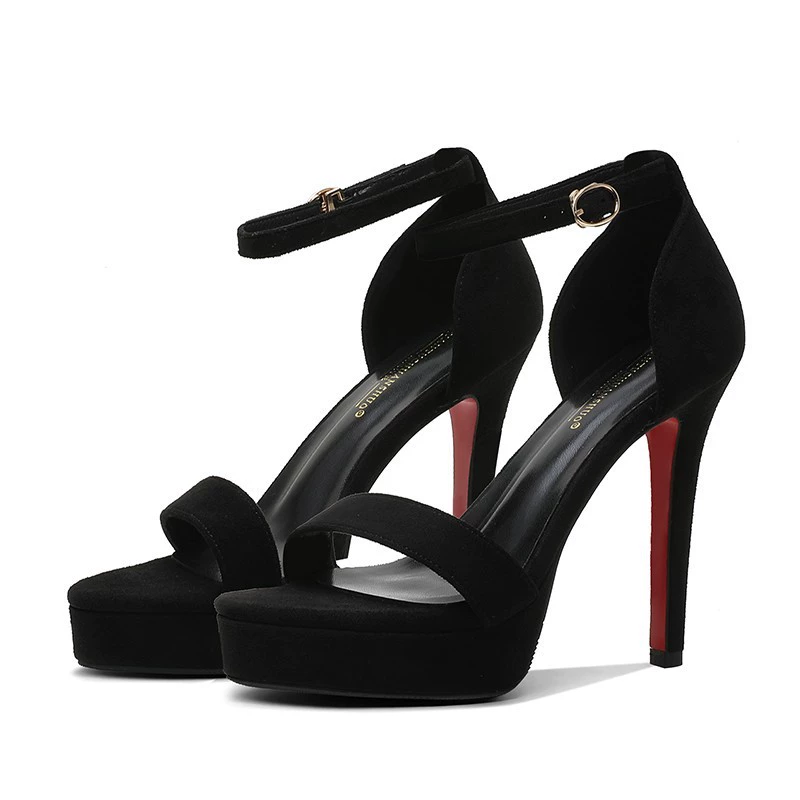 Platform Sandals 12 cm Square Heel, Waterproof Platform with Buckle Strap, Sizes 34–41