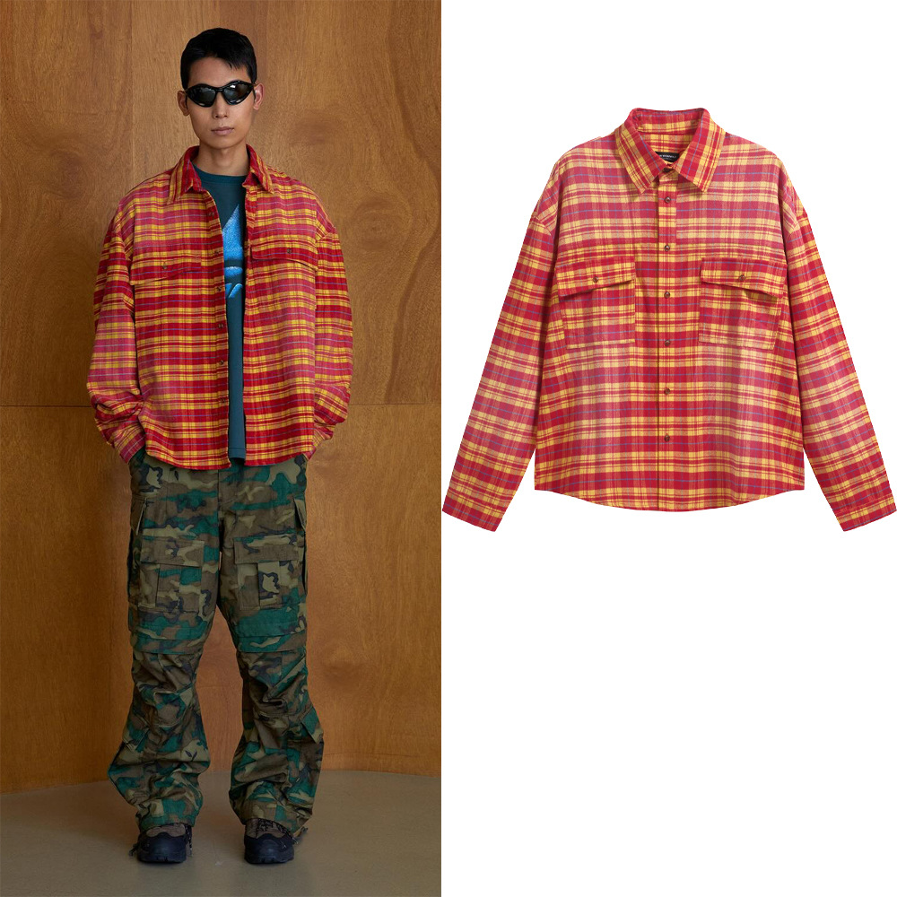 Camisas de flanela lavadas lejos hechas con agua viejas camisas de chorro de tinta retrógradas americanas casuales