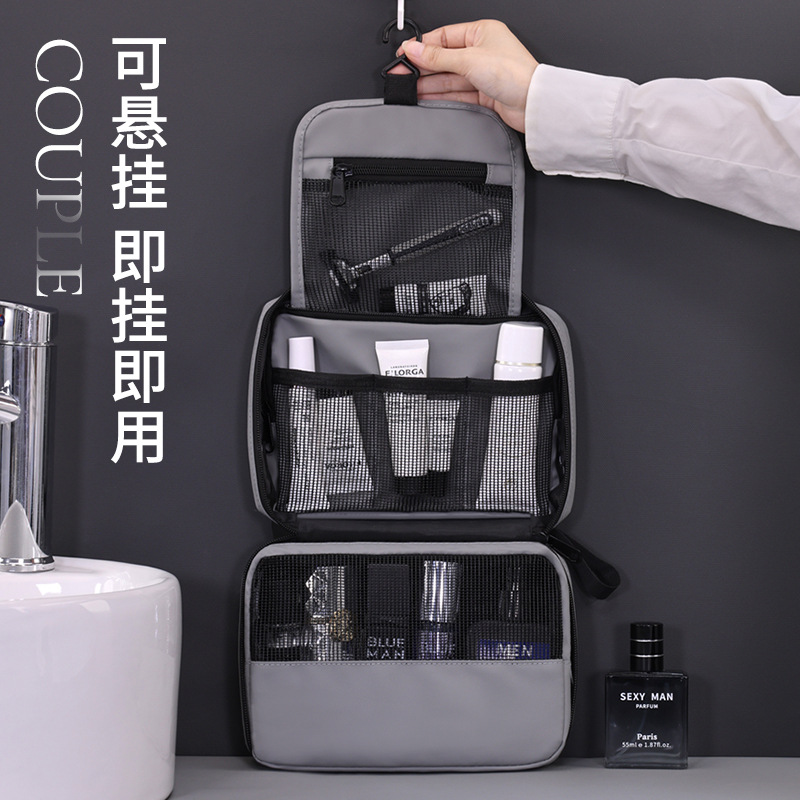 Bolsa de lavado colgante de Amazon transfronteriza Bolsa de almacenamiento plegable de alta calidad Bolsa de cosméticos en capas de partición de salida portátil