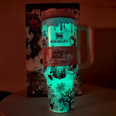 厂家跨境新款40oz万圣节夜光保温杯304不锈钢汽车杯礼盒装批发