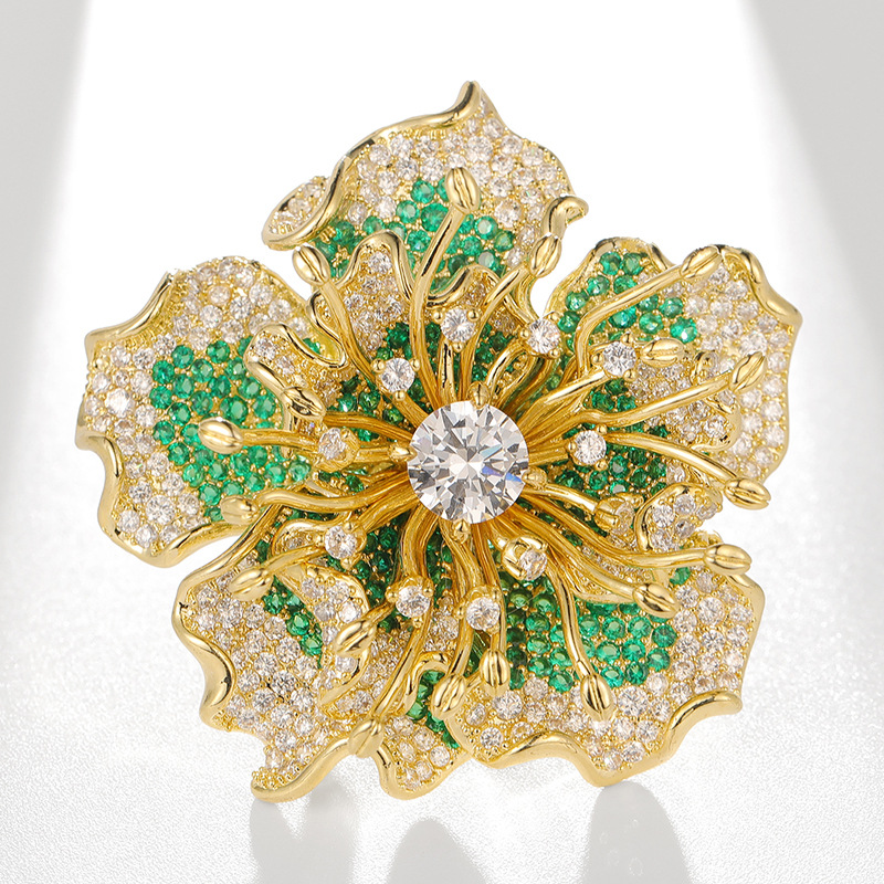 Heavy Industry Design Big Flower Brooch Original Court Style Flower Pin_voghion.com