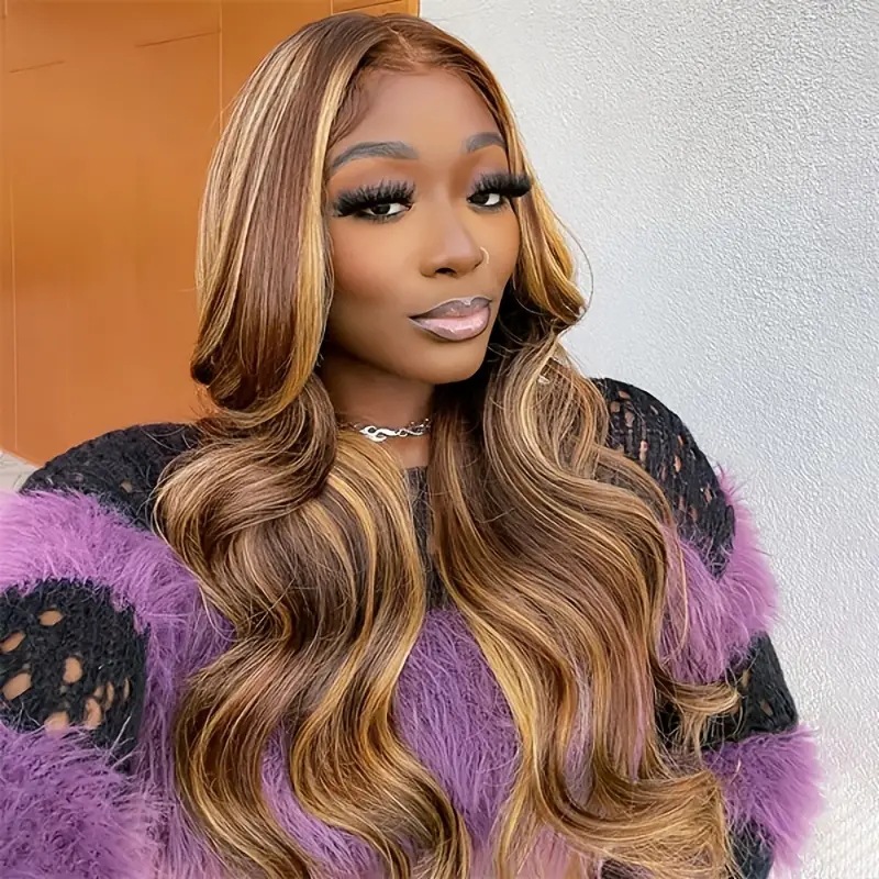 Peruca lace sintética body wave cor piano_voghion.com