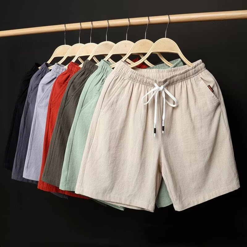 Thin Cotton and Linen Loose Five-point Beach Pants Men's Summer New Arrival Men's Casual Linen Shorts Stretch Waist Breathable Thin Cotton and Linen Loose Five-point Beach Pants Men's Summer New Arrival Men's Casual Linen Shorts Stretch Waist Breathable
