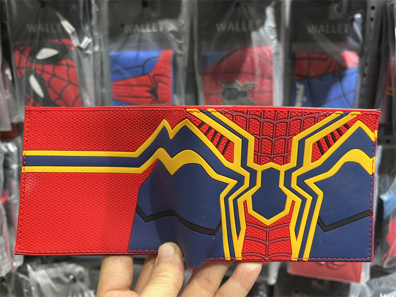 Cartoon Spider-Man niños estudiantes billetera corta para niños PU piel bolso de cambio bolso de mano bolso de tarjetas vengadores