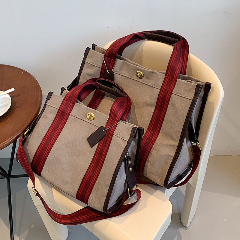 Bolsos para mujer, bolsos cruzados de moda, nuevos bolsos de lona retro simples, bolsos de mano de colores contrastantes de tendencia nicho