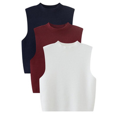 C 344 Z 7047新款TEMU跨境外贸代发圆领针织背心休闲无袖圆领款