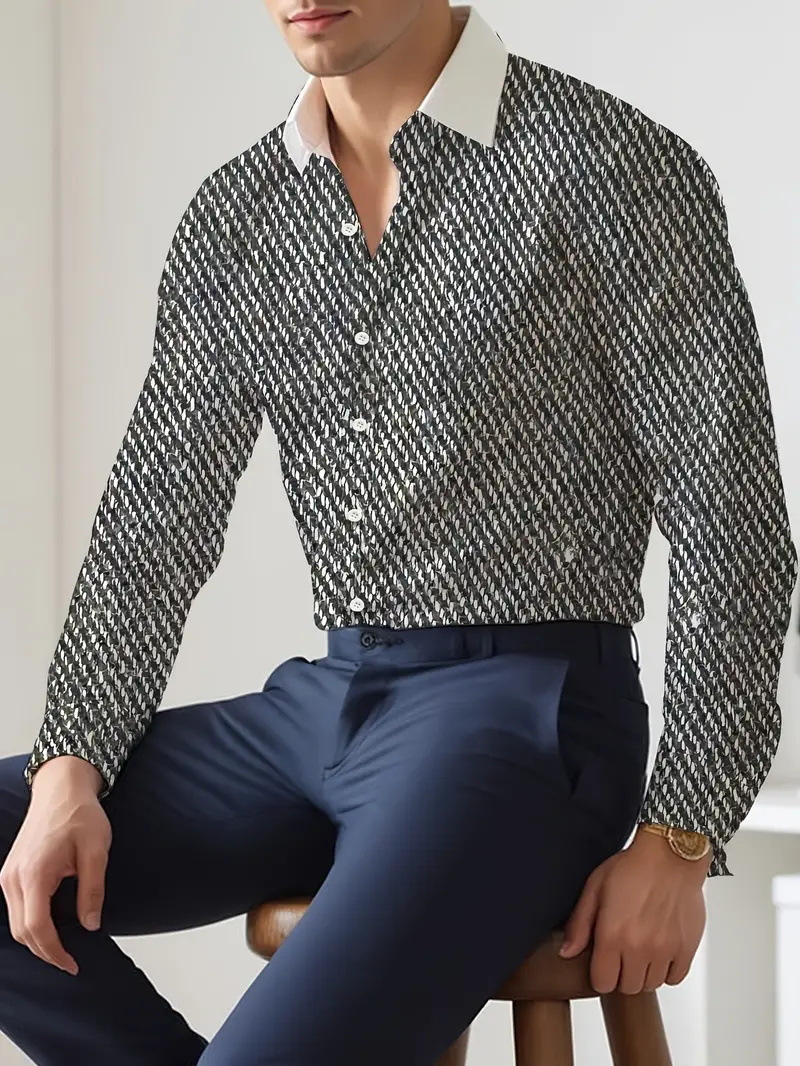 2025 nueva camisa de manga larga con degradado de color salvaje casual de moda europea y americana transfronteriza de Amazon MB12