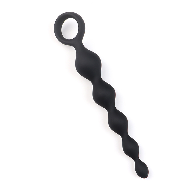 Gradual Expansion Silicone Anal Beads Prostate Massager Plug, Five-Bead Black Design — detail image 2