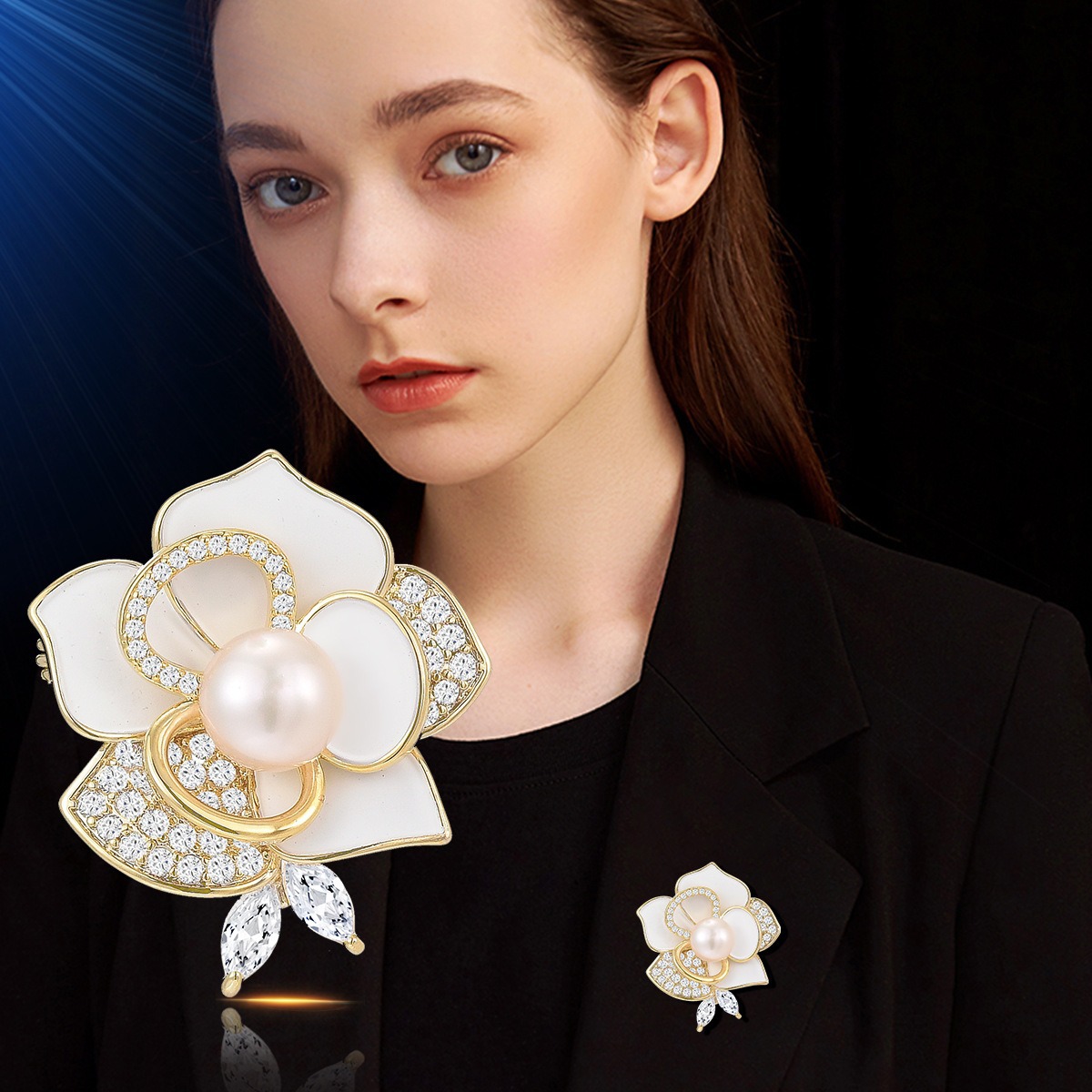 Elegant Camellia Pearl Brooch For Women High End Fashion Accessory_voghion.com
