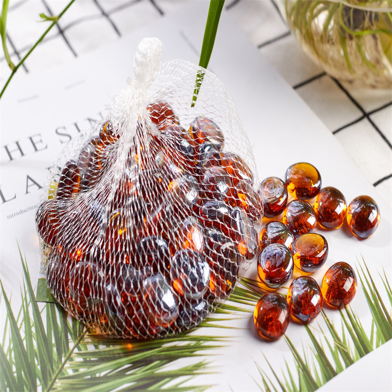 Cuentas planas de vidrio ámbar estilo principal, decoración para brasero, acuario, oficina y manualidades DIY