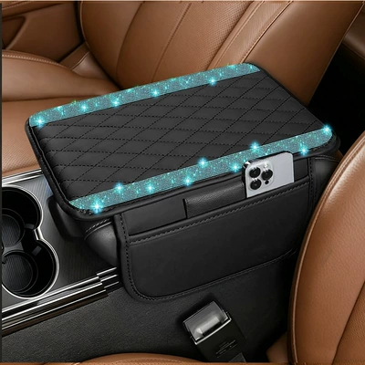 Armrest box pad: Central Armrest Box Protective Cover - bright-green