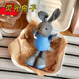 跨境可爱萌荧光兔子挂件毛绒玩具公仔卡通包包挂饰钥匙扣娃娃玩偶