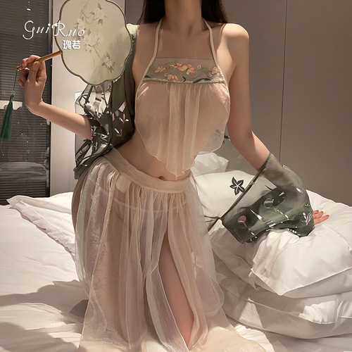 Elegant and Romantic, Classic Sexy Hanfu, Sheer Temptation, Pure Desire, Women's Sleepwear, Uniform Set 3043